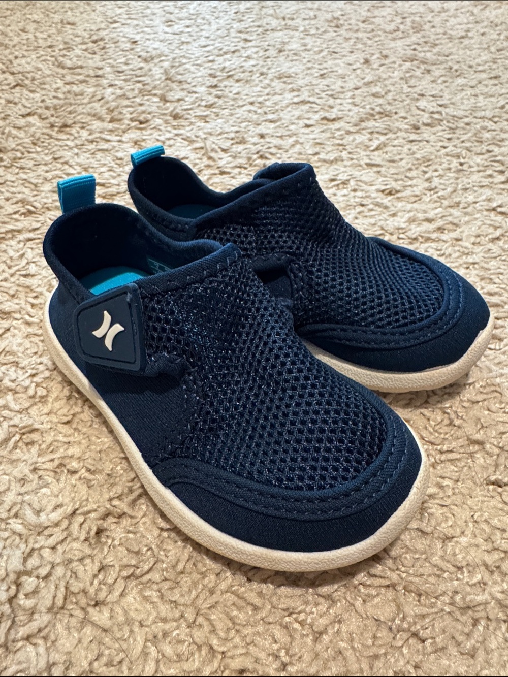 Hurley Navy and White Kids Slip-On Mesh Sneakers